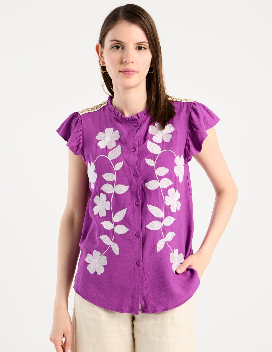 Blusa camisera Charol By October manga corta para mujer 1