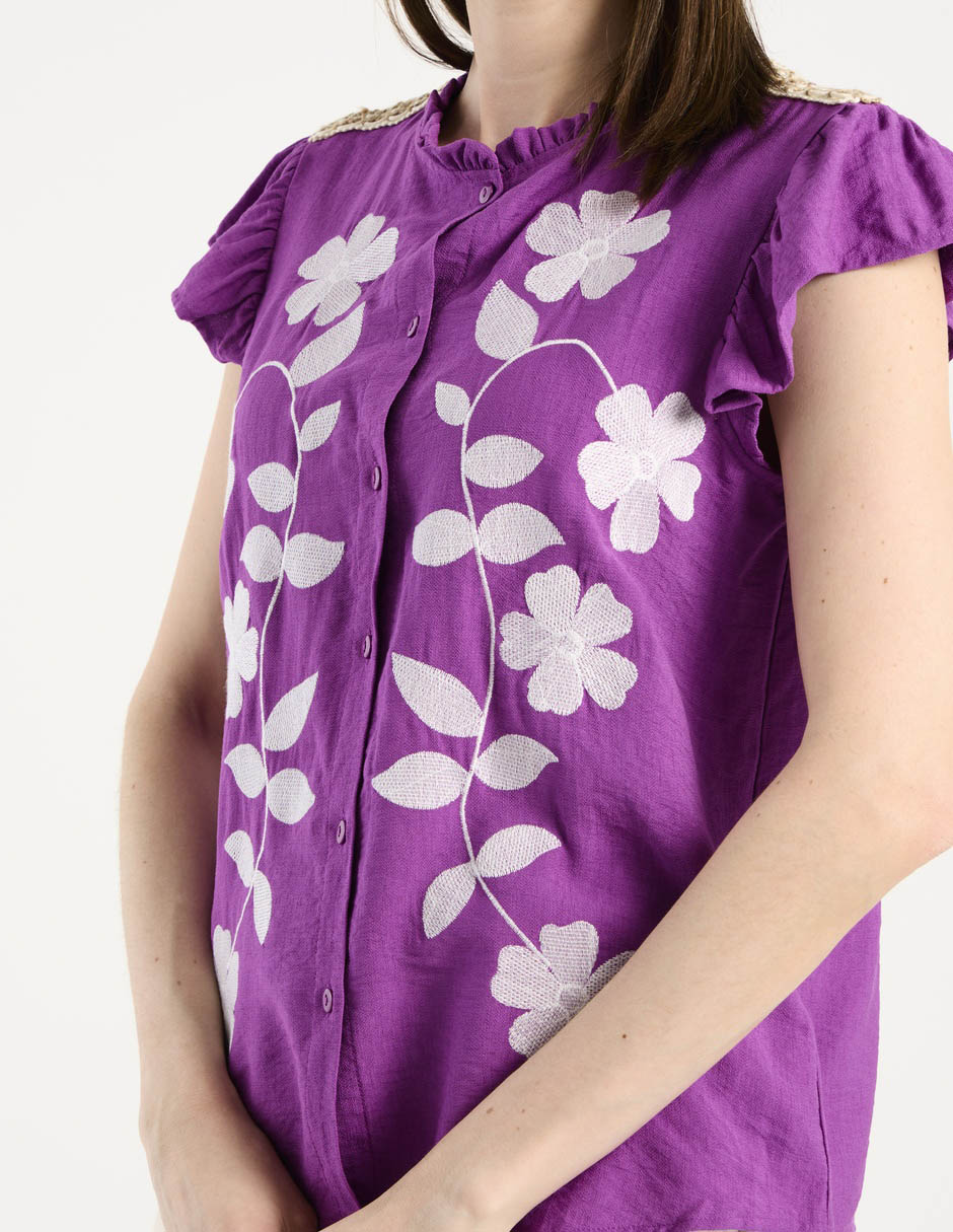 Blusa camisera Charol By October manga corta para mujer 8