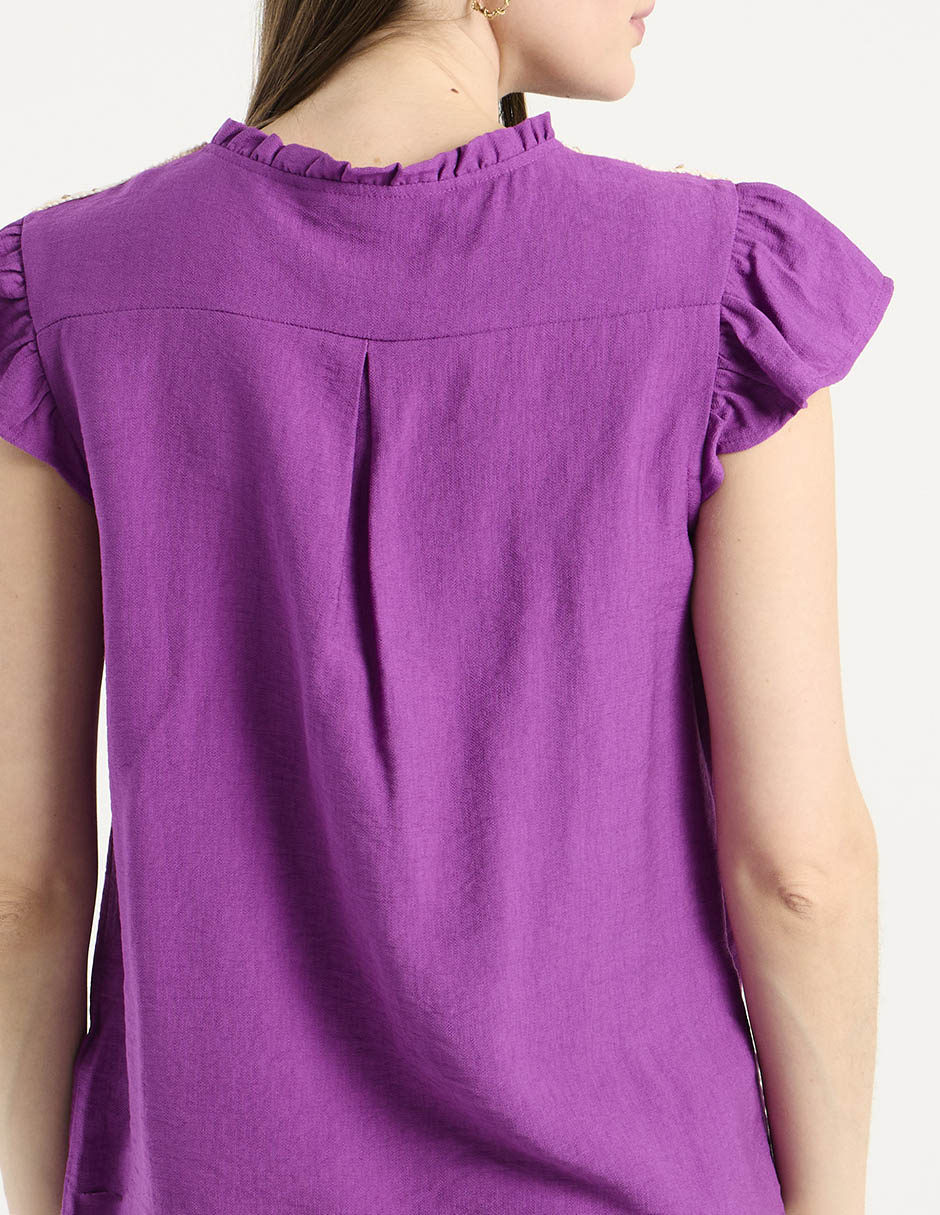 Blusa camisera Charol By October manga corta para mujer 9