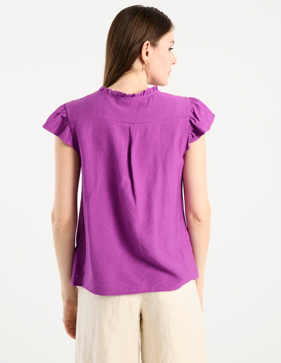 Blusa camisera Charol By October manga corta para mujer 10