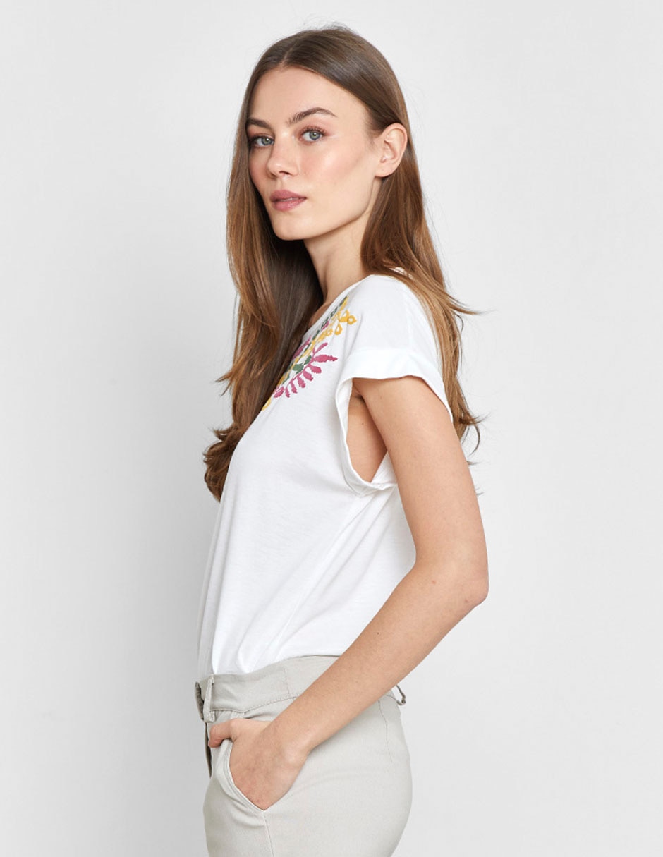 Playera manga corta cuello redondo para mujer 4
