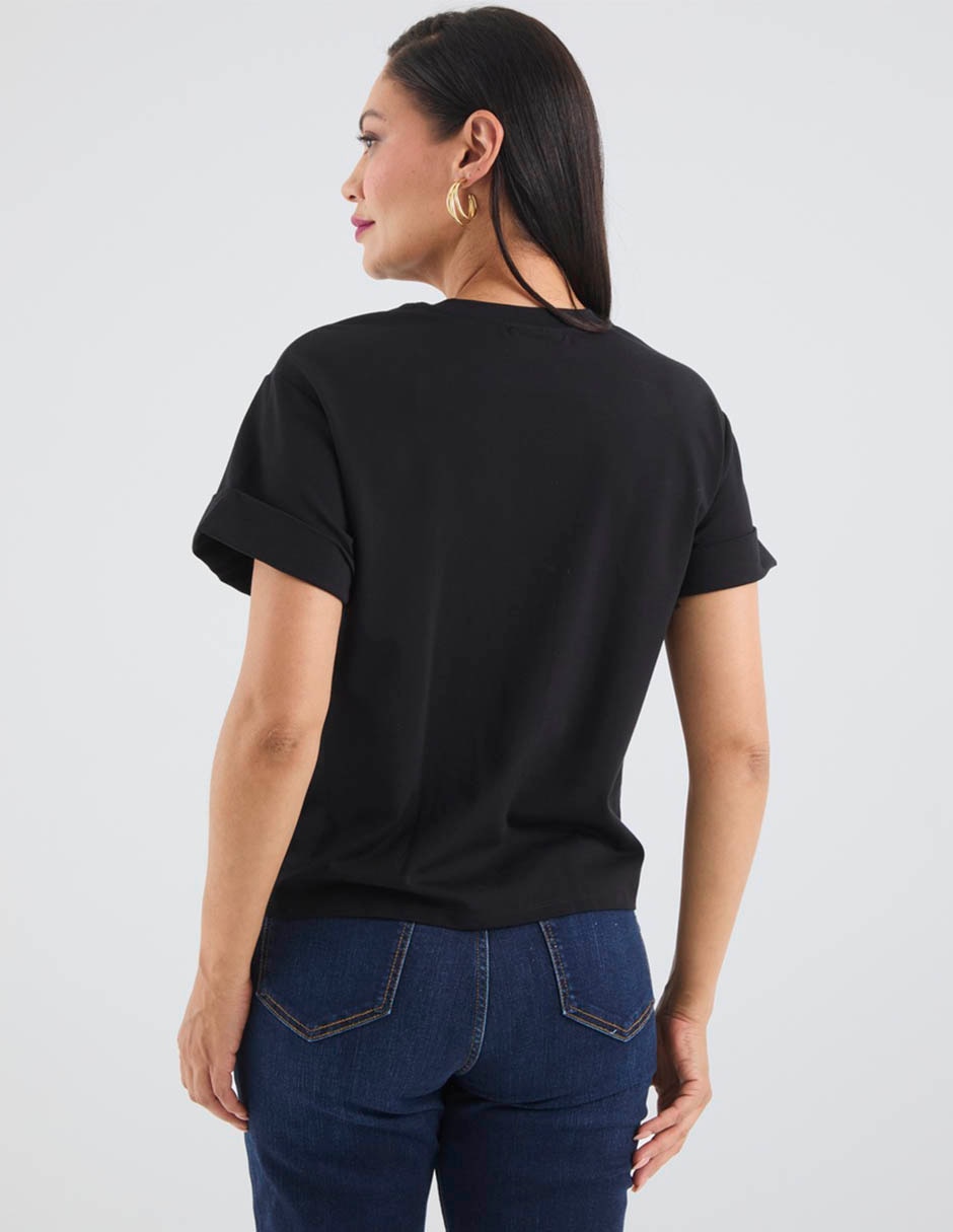 Blusa manga corta liz& cuello redondo para mujer 3
