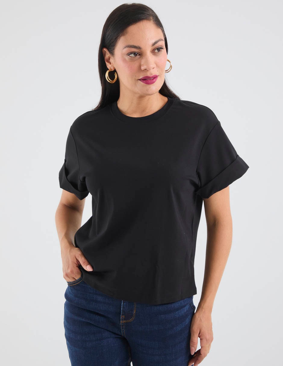 Blusa manga corta liz& cuello redondo para mujer 1