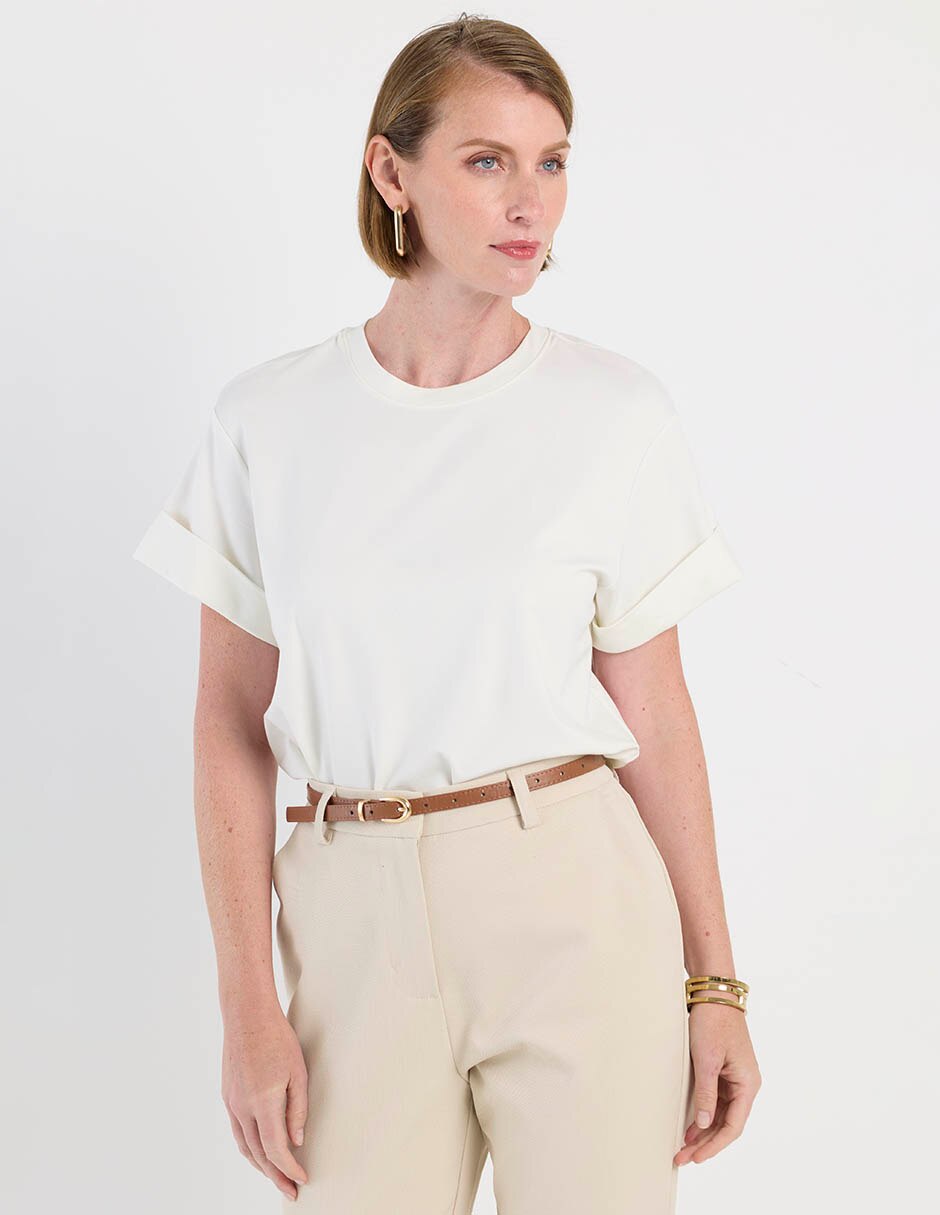 Blusa manga corta cuello redondo mujer 2