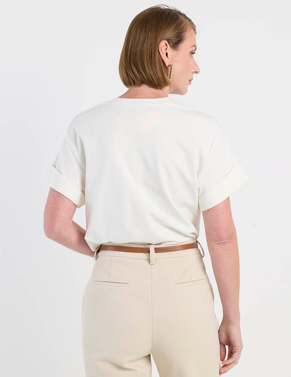 Blusa manga corta cuello redondo mujer 6