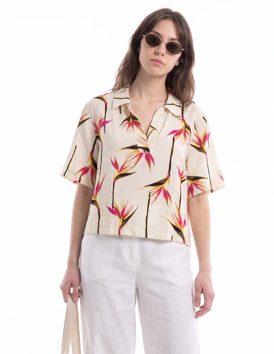 Blusa manga al codo para mujer