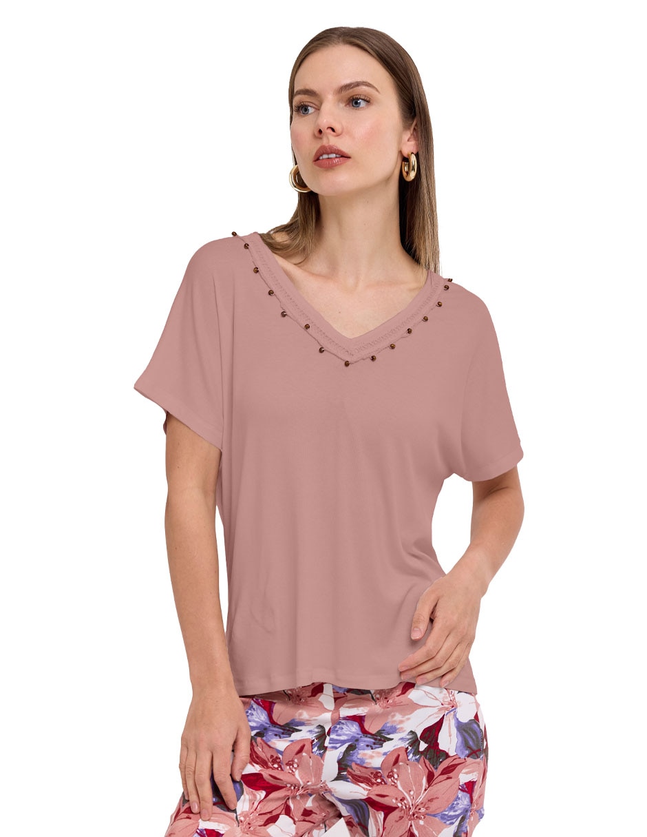 Blusa manga corta para mujer