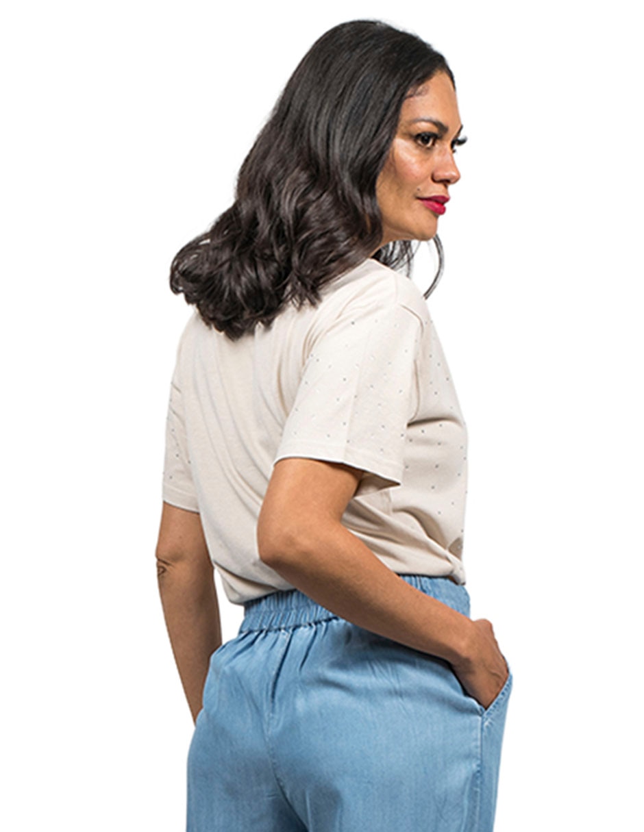 Playera manga al codo cuello redondo para mujer 2
