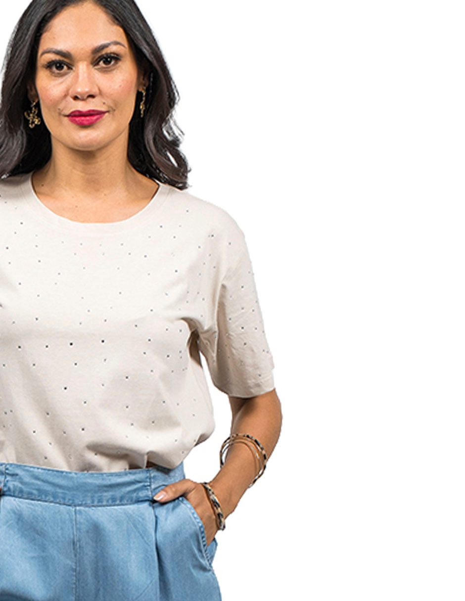 Playera manga al codo cuello redondo para mujer 4