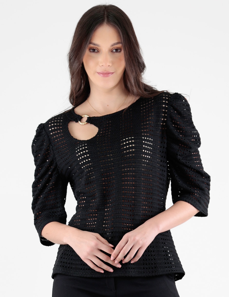 Blusa manga al codo para mujer