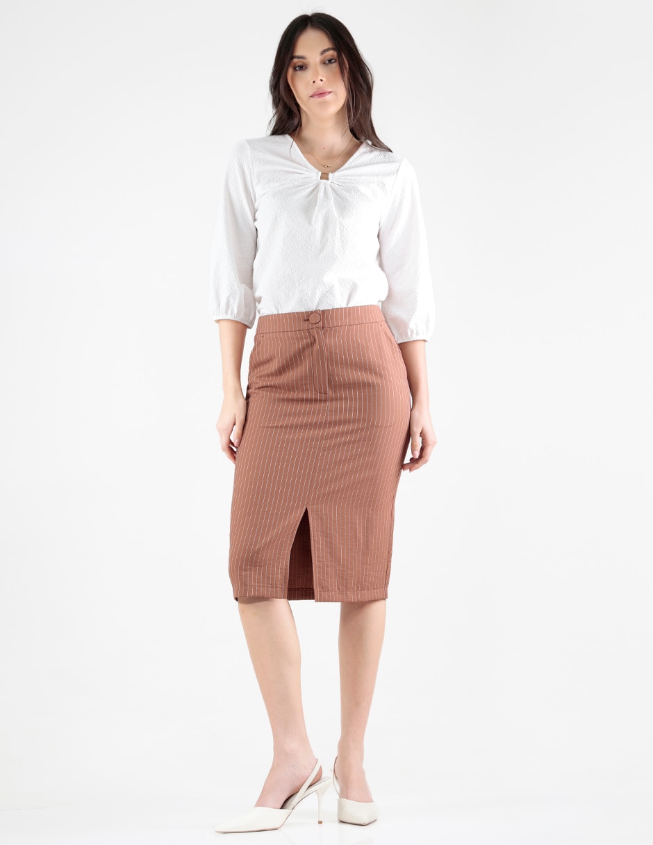 Falda pantalón midi a la cintura