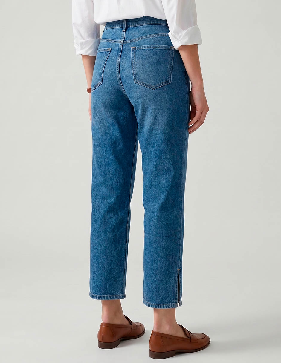 Jeans wide leg oh pomp corte cintura para mujer