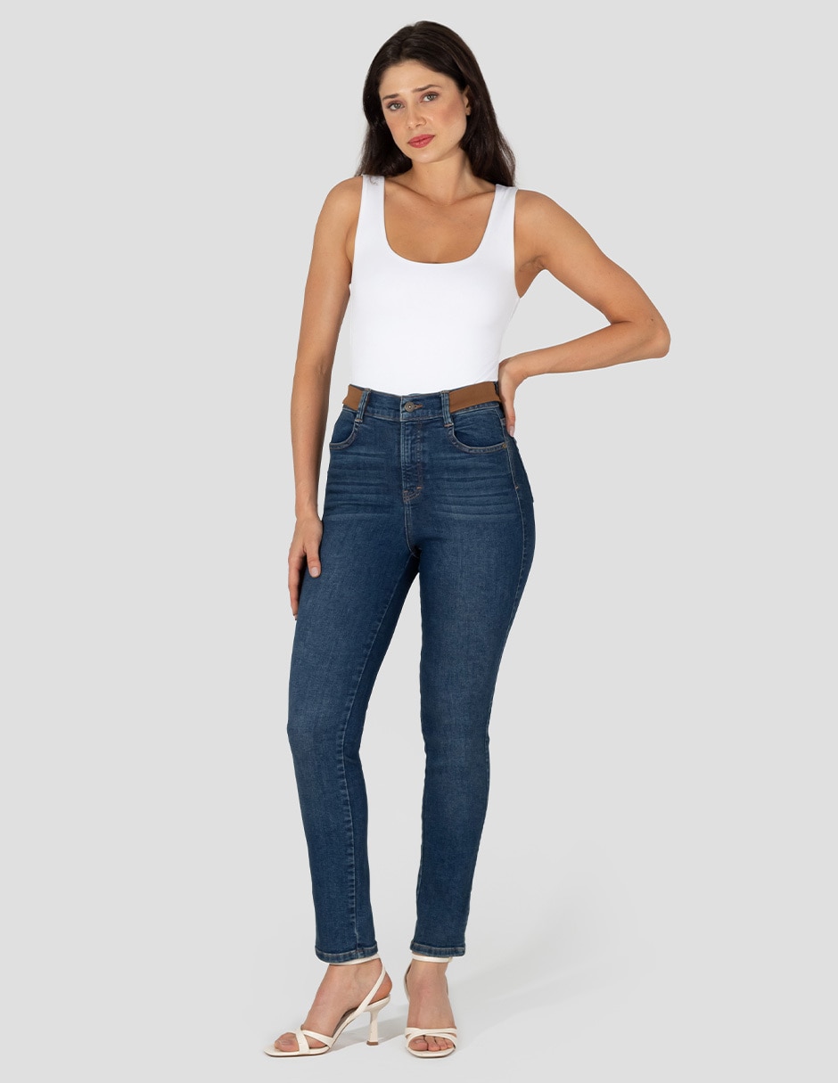 Jeans straight corte cintura alta para mujer 3