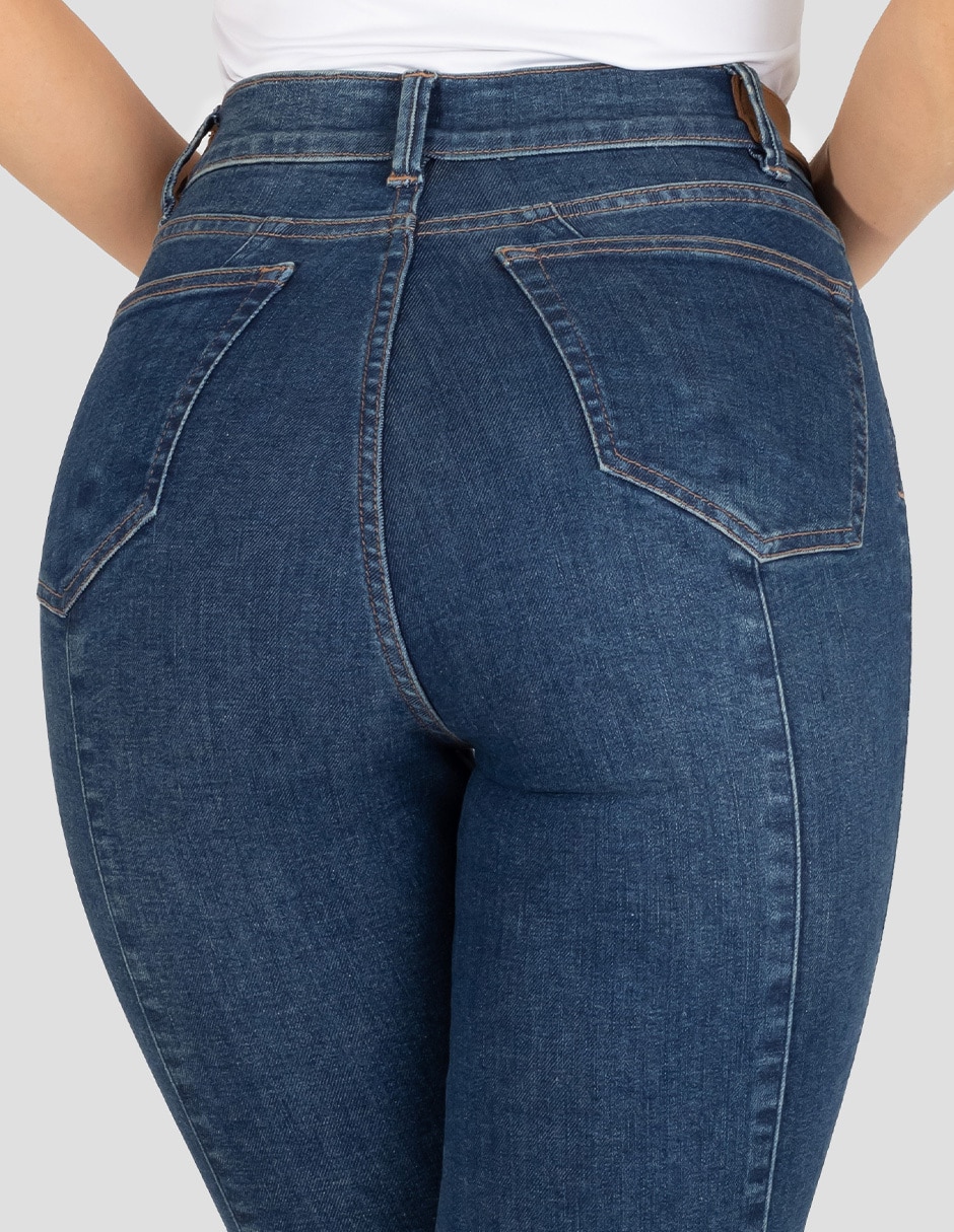 Jeans straight corte cintura alta para mujer 4