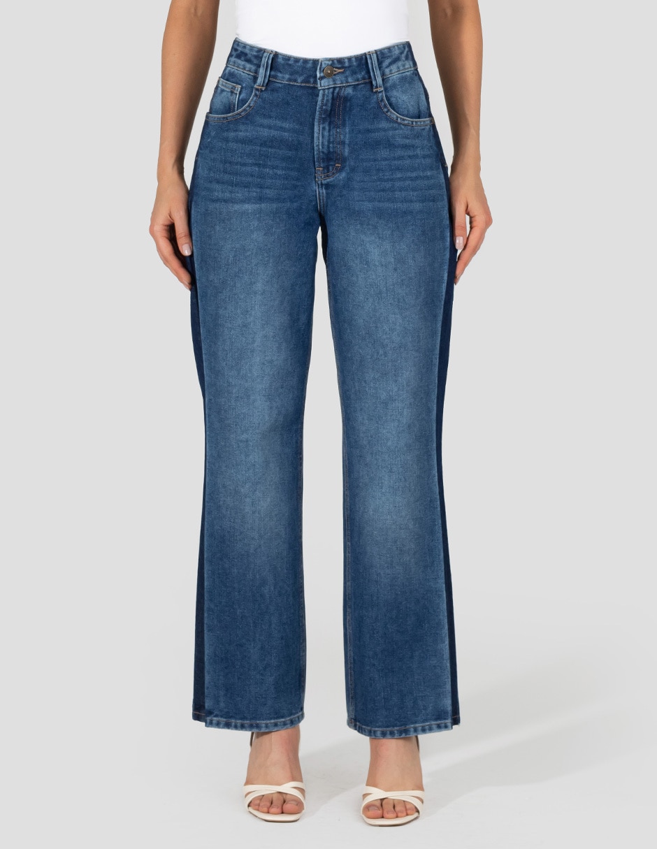 Jeans straight corte cintura alta para mujer
