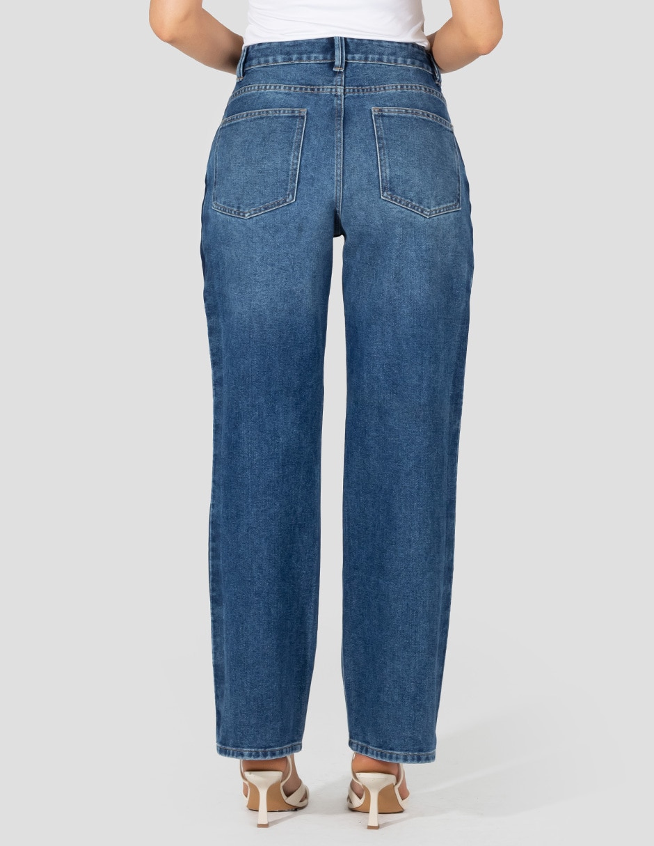 Jeans straight corte cintura alta para mujer 2