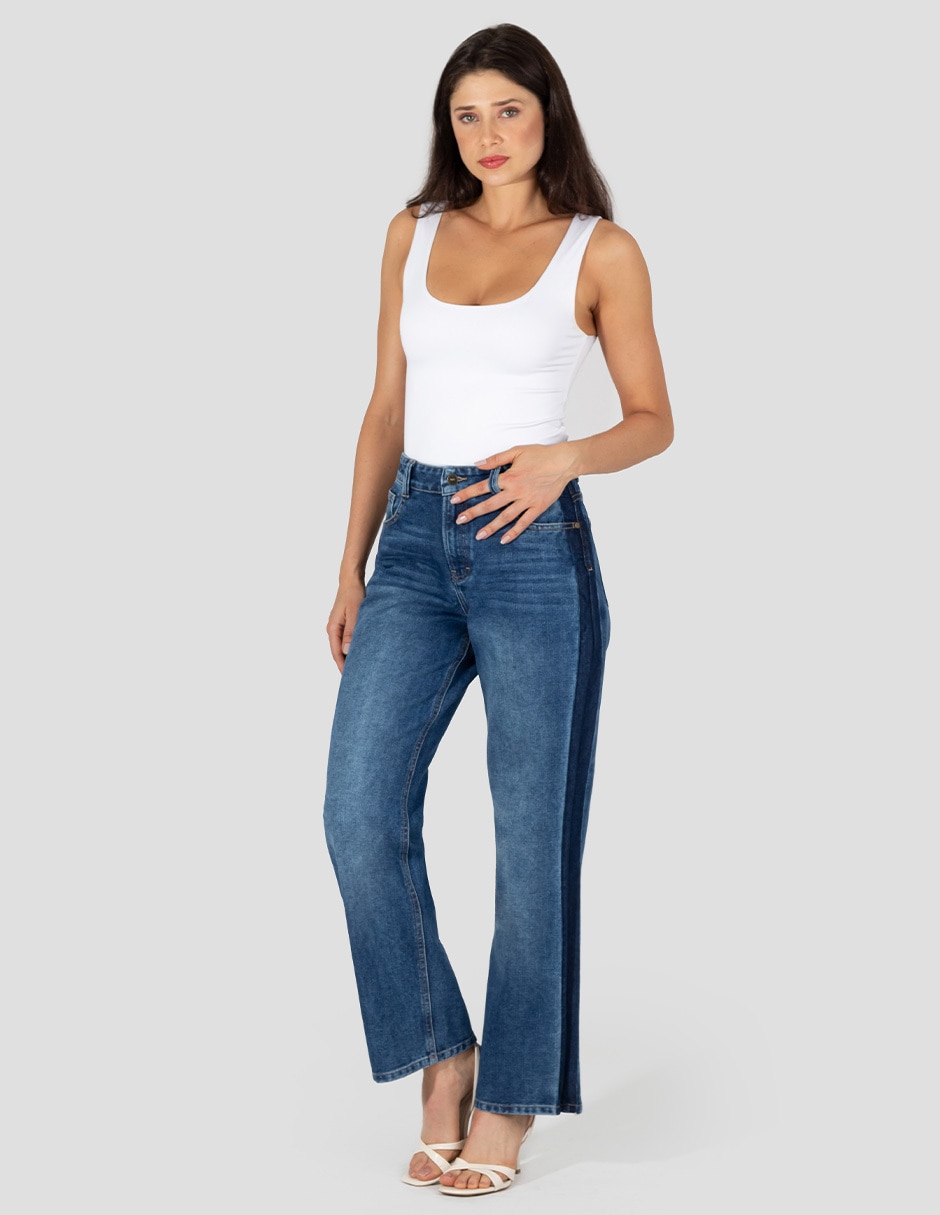 Jeans straight corte cintura alta para mujer 3