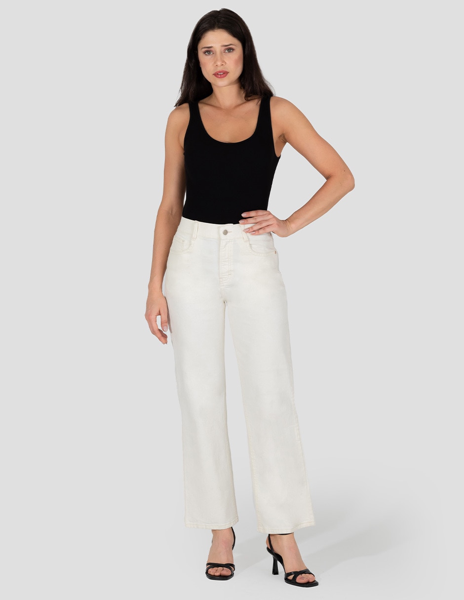 Jeans straight corte cintura alta para mujer 3