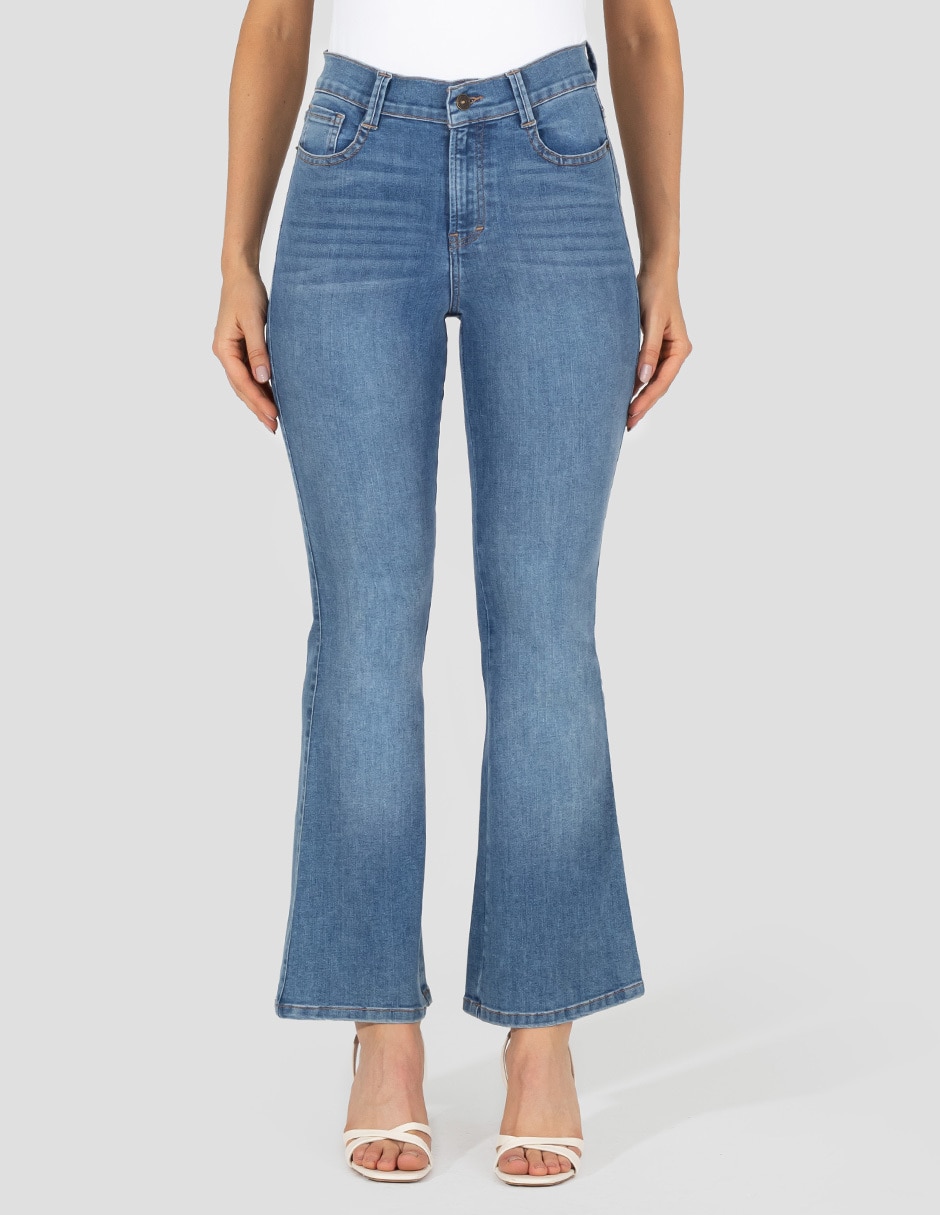 Jeans bota corte media cintura para mujer Jeans bota corte media cintura para mujer