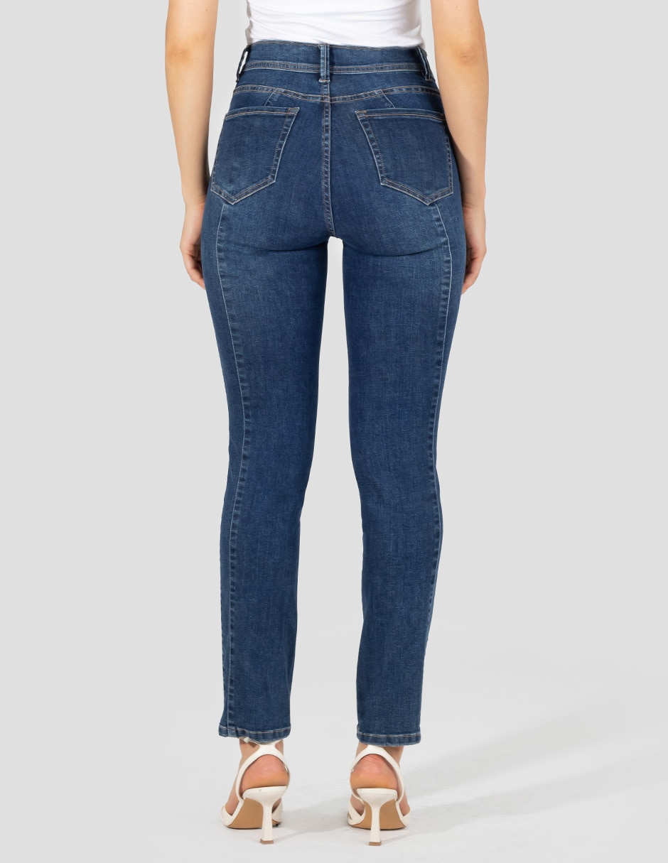Jeans skinny corte media cintura para mujer 2