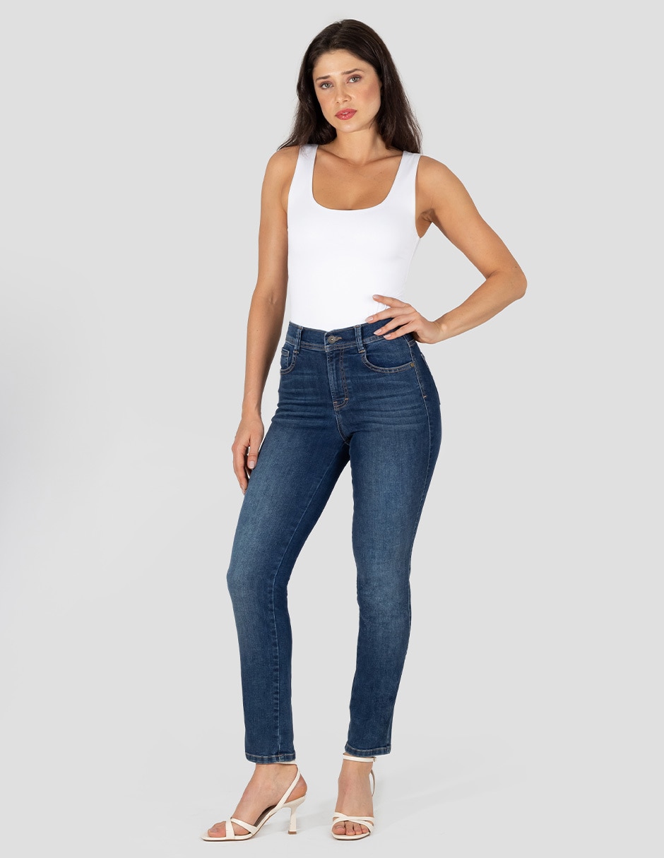 Jeans skinny corte media cintura para mujer 3