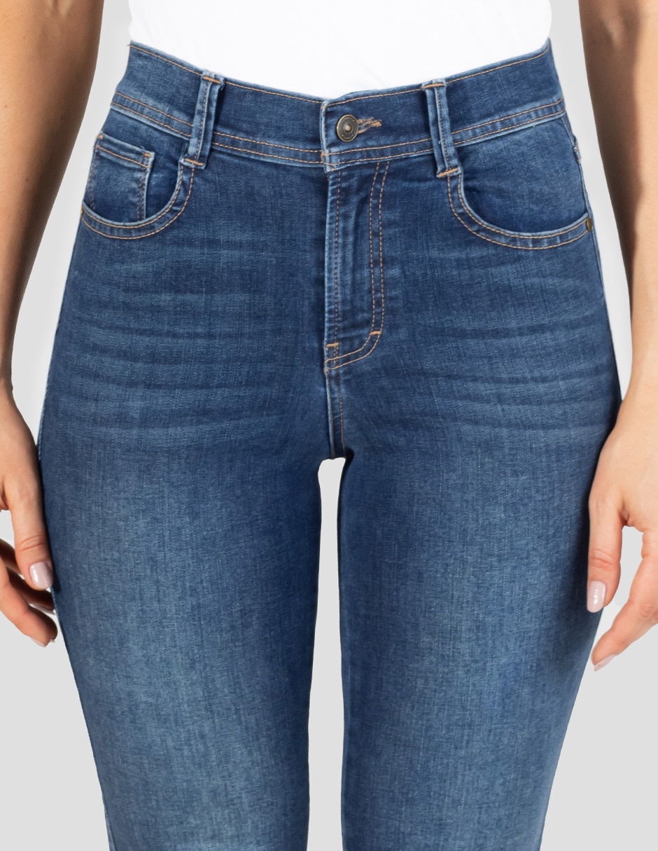 Jeans skinny corte media cintura para mujer 4