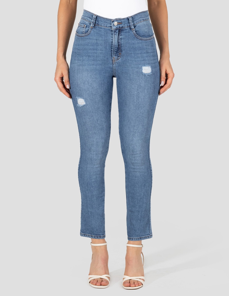 Jeans skinny corte cintura alta para mujer