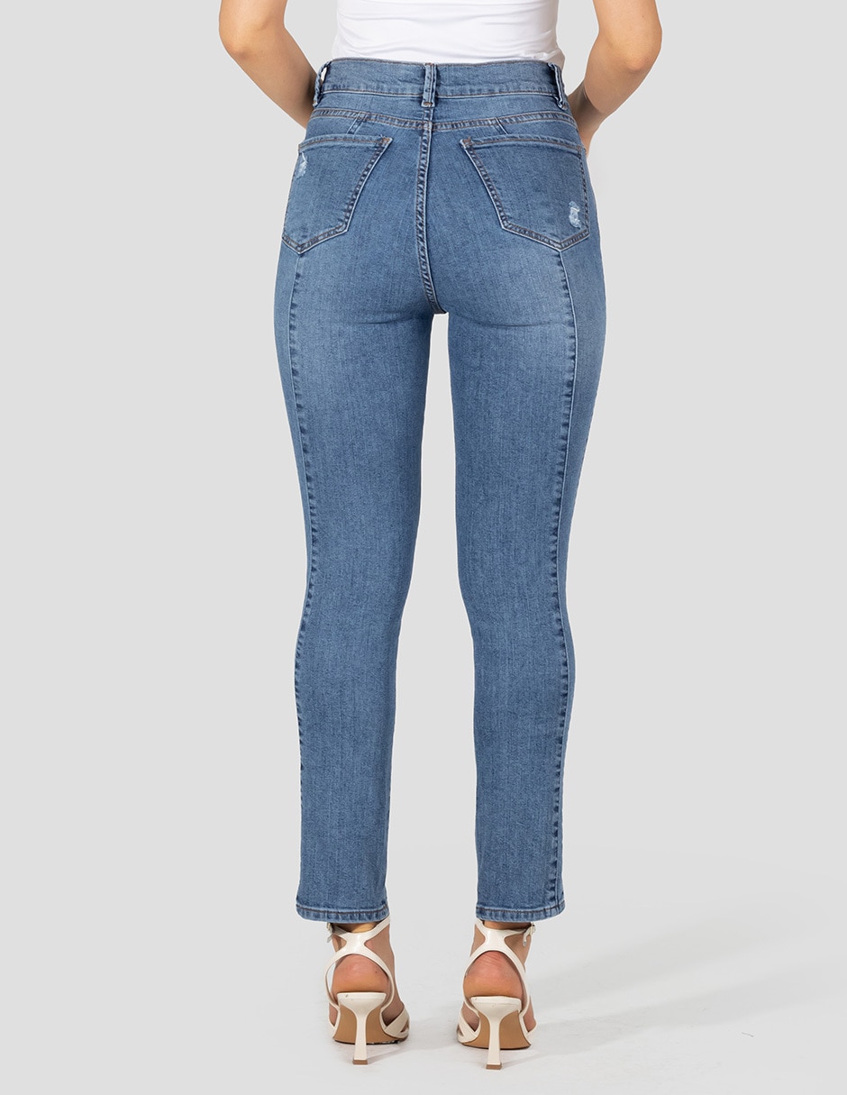 Jeans skinny corte cintura alta para mujer 2