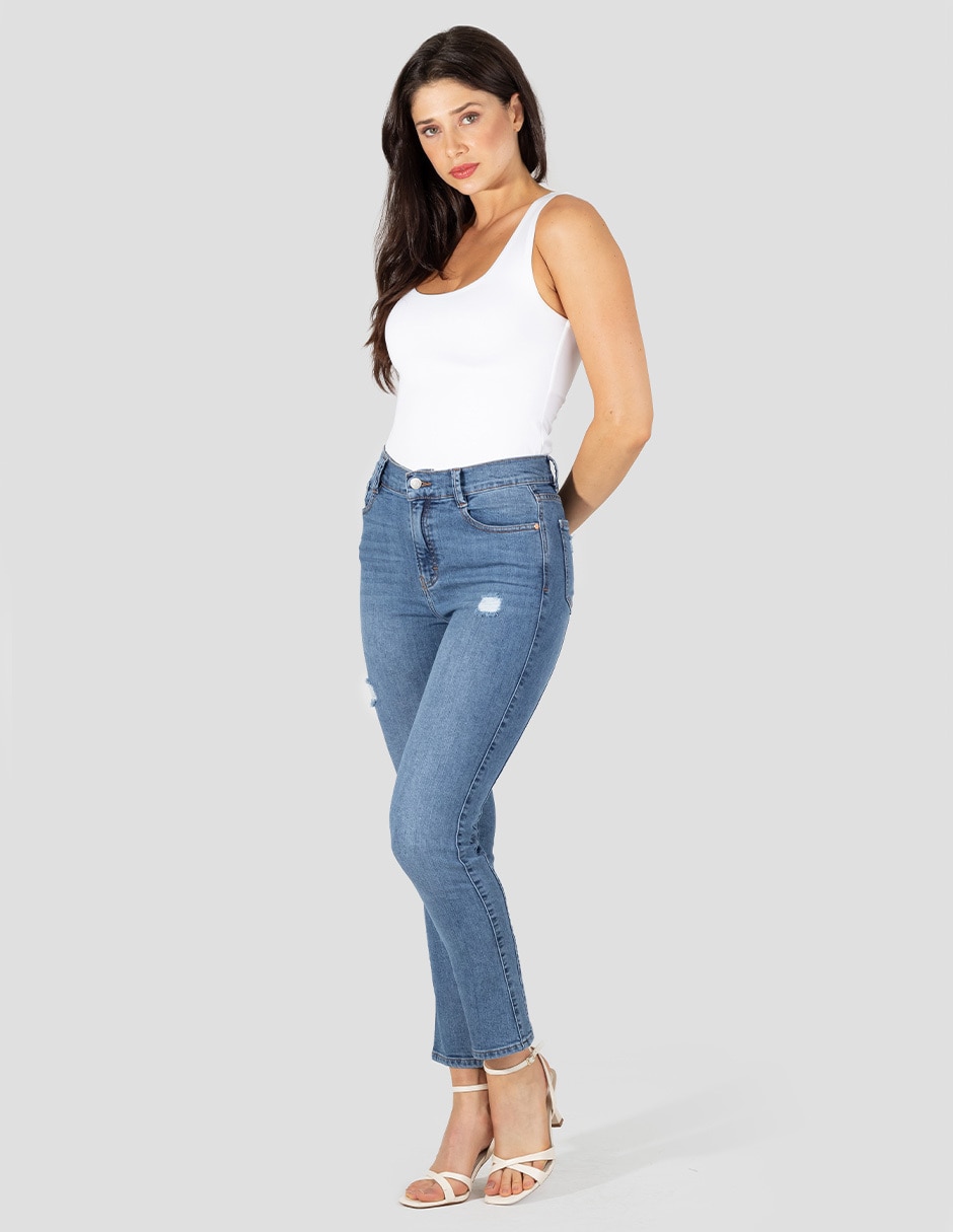 Jeans skinny corte cintura alta para mujer 3