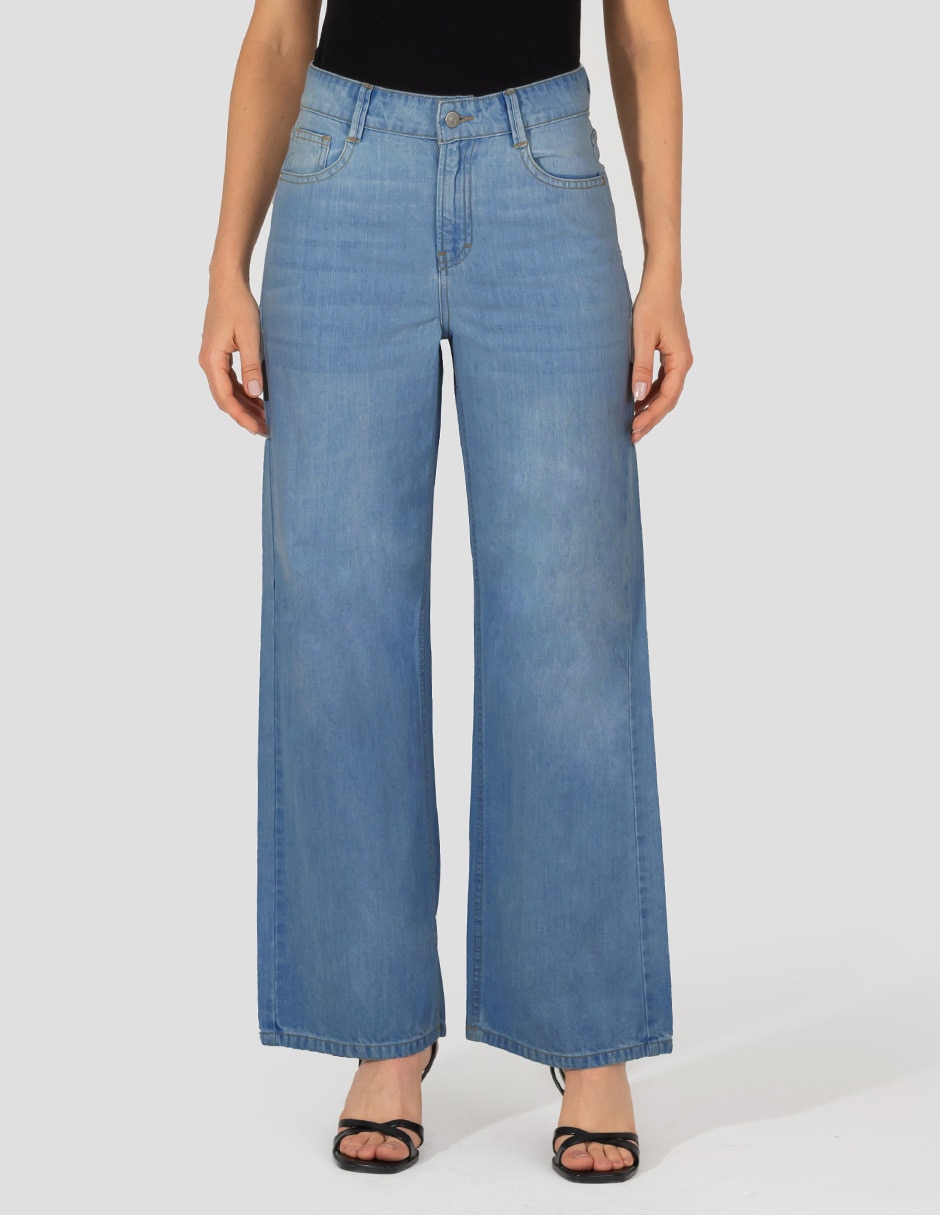 Jeans wide leg corte cintura alta para mujer Jeans wide leg corte cintura alta para mujer
