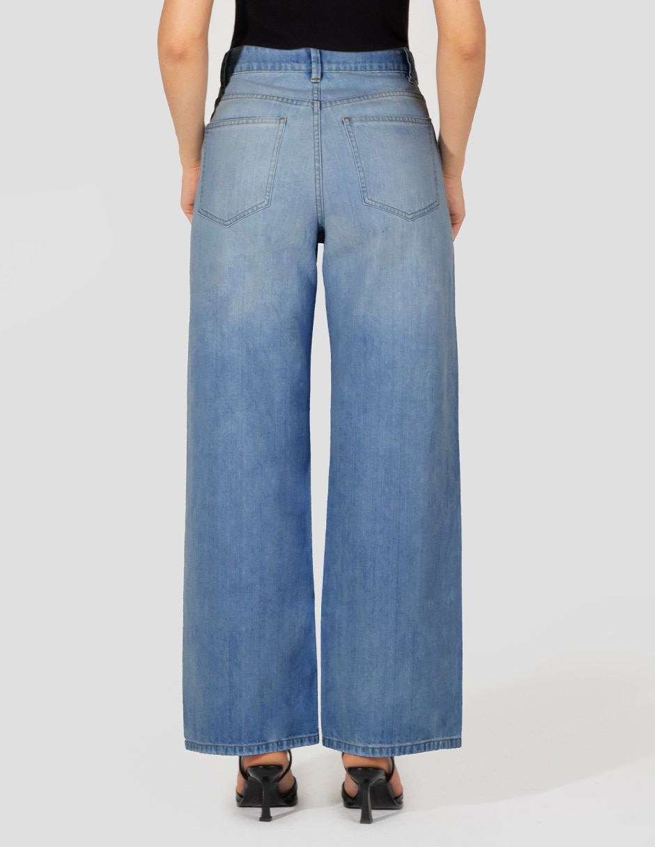 Jeans wide leg corte cintura alta para mujer 2