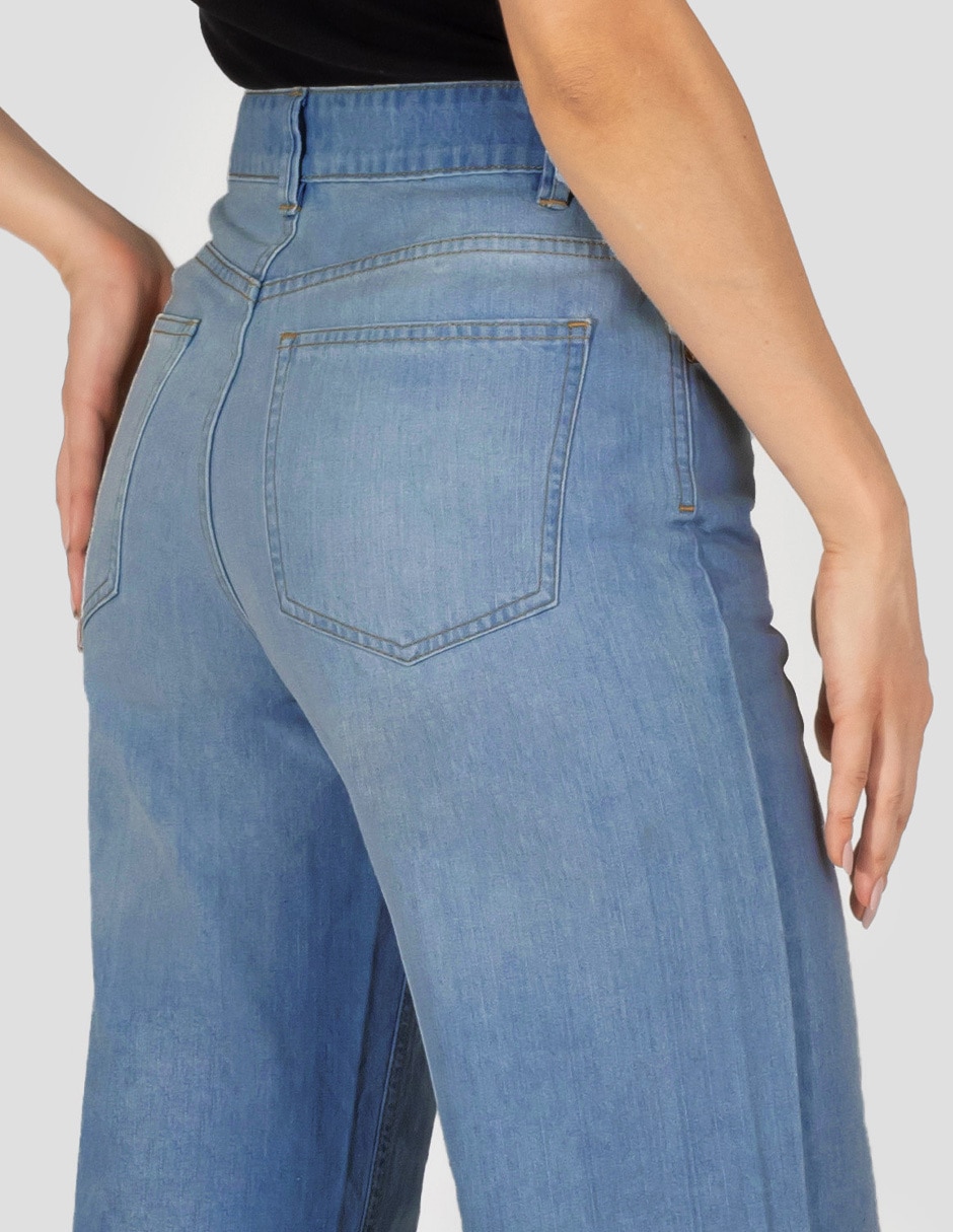 Jeans wide leg corte cintura alta para mujer 4