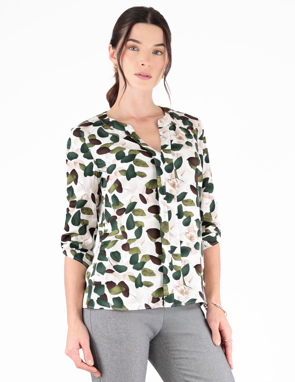 Blusa manga al codo para mujer