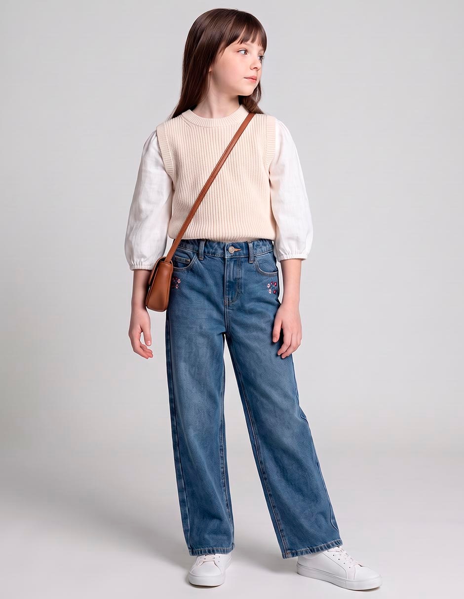 Jeans lavado medio para niña Jeans lavado medio para niña