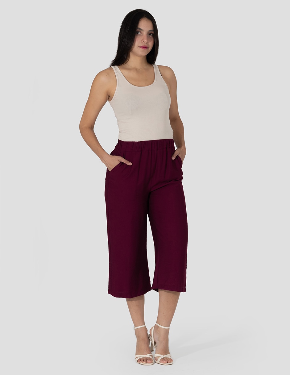 Pantalón capri relajado para mujer