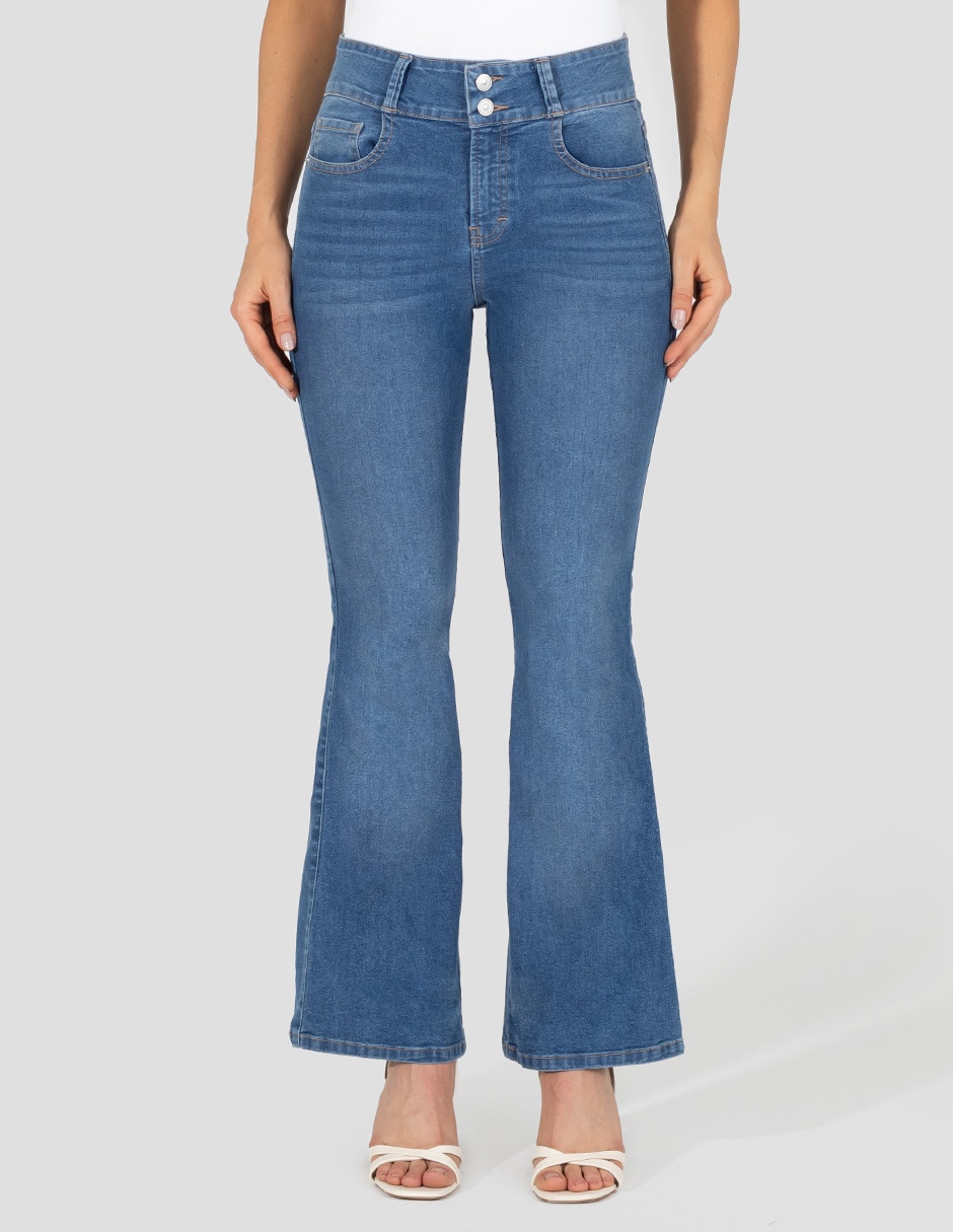 Jeans flare corte media cintura para mujer Jeans flare corte media cintura para mujer