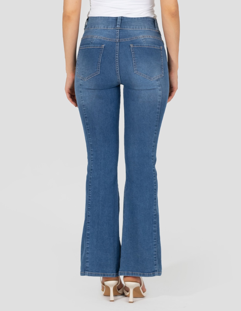 Jeans flare corte media cintura para mujer 2