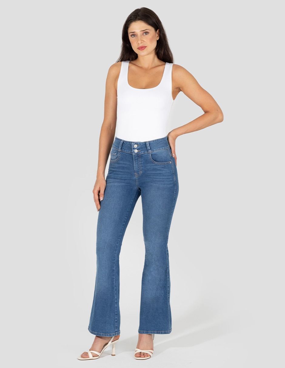 Jeans flare corte media cintura para mujer 3
