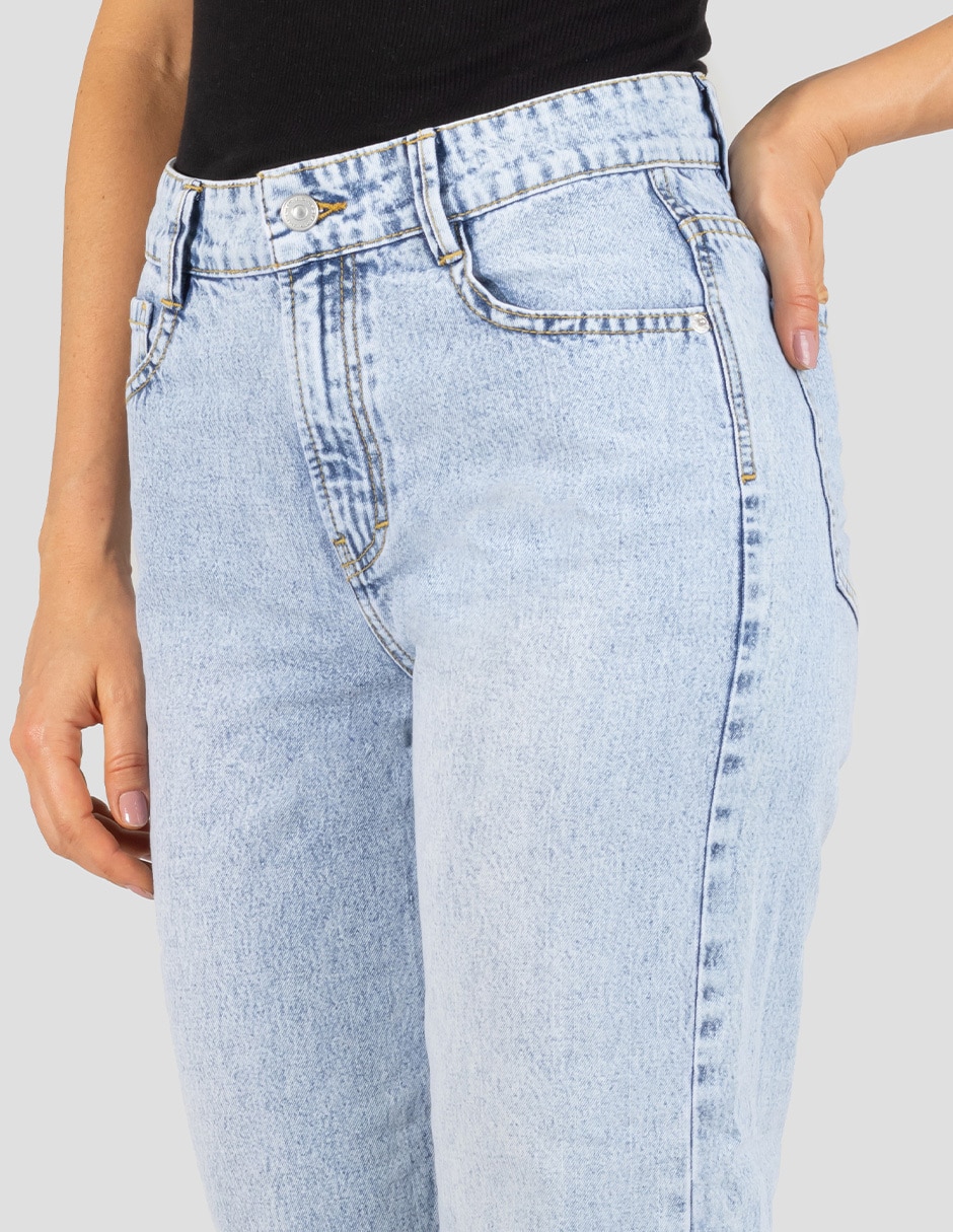 Jeans capri straight corte cintura alta para mujer
