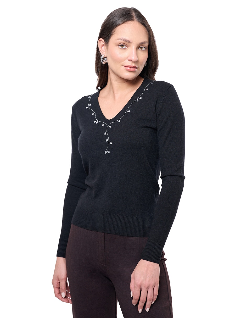 Suéter cuello v para mujer