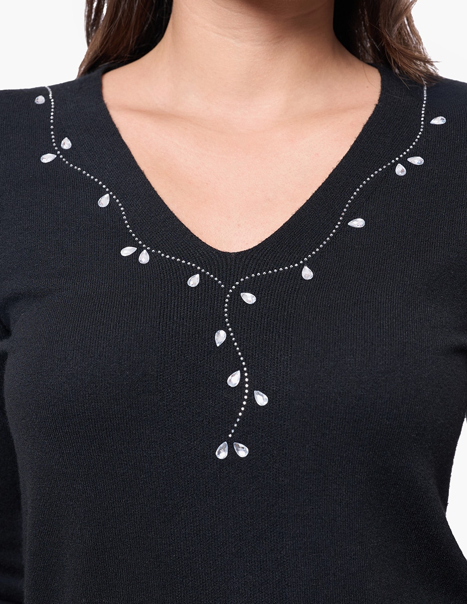 Suéter cuello v para mujer