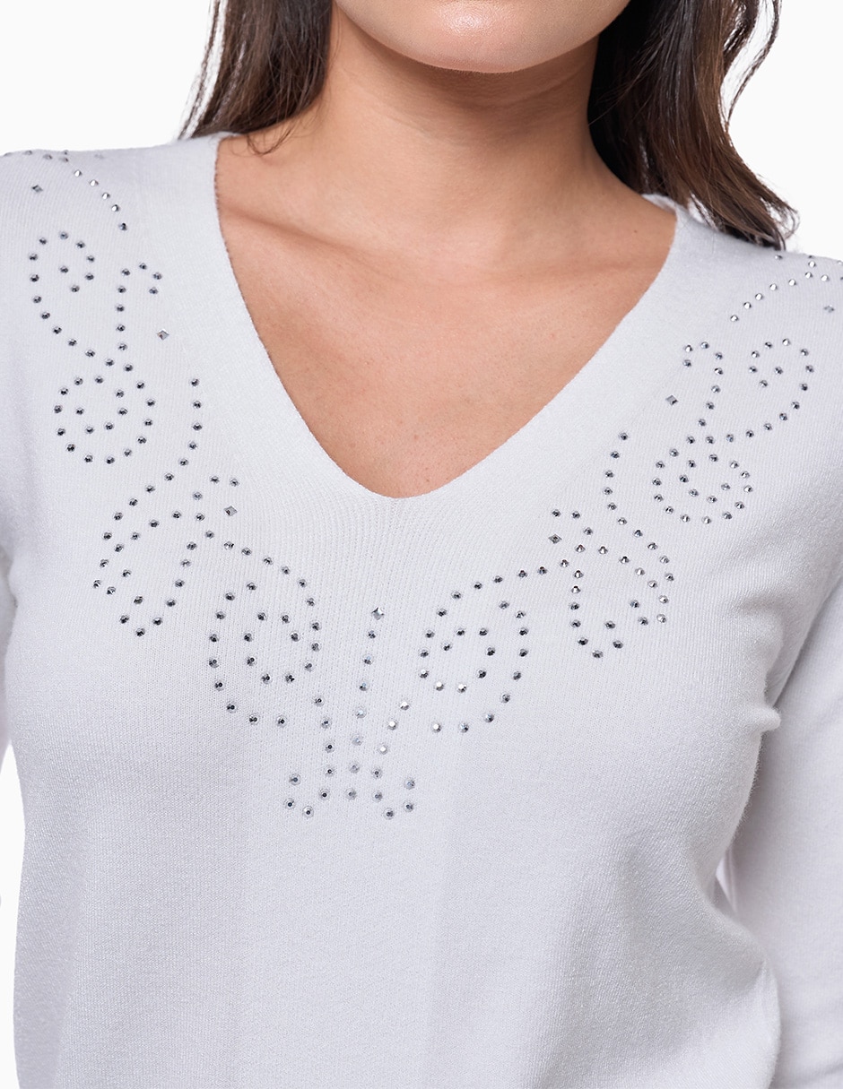 Suéter cuello v para mujer