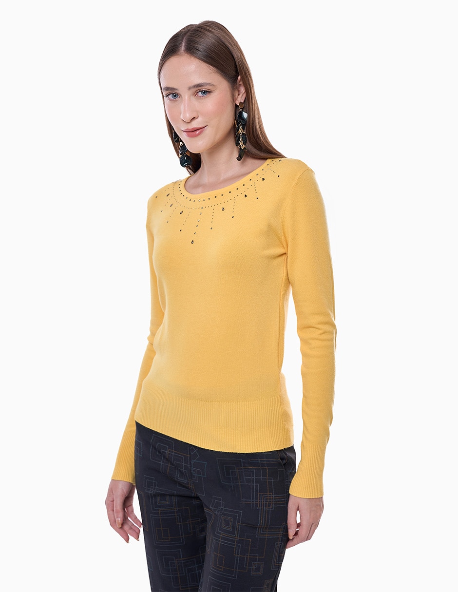 Suéter cuello redondo para mujer