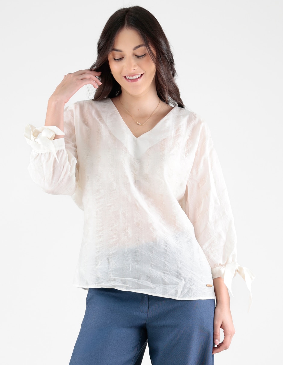 Blusa Pierre Cardin manga 3/4 para mujer