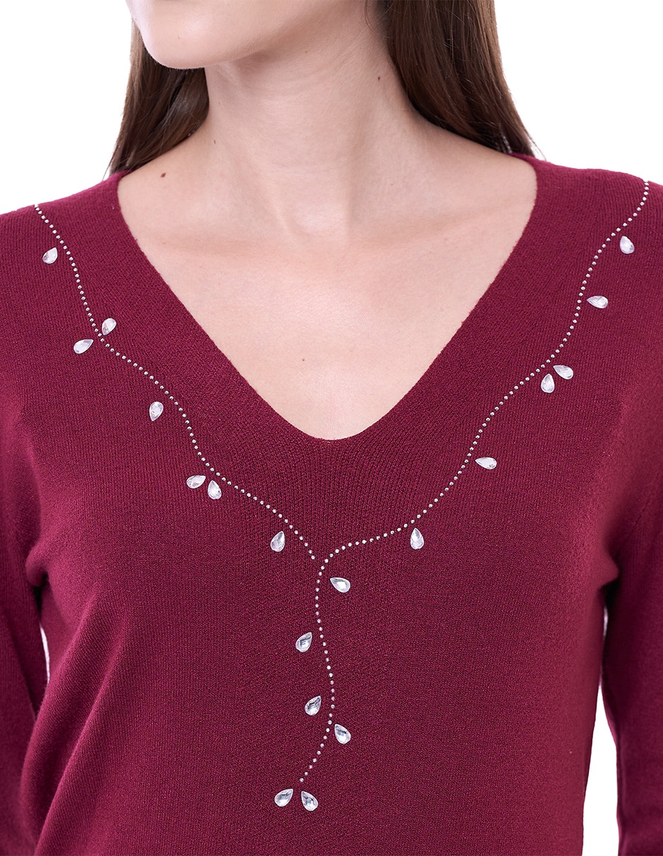 Suéter cuello v para mujer 4