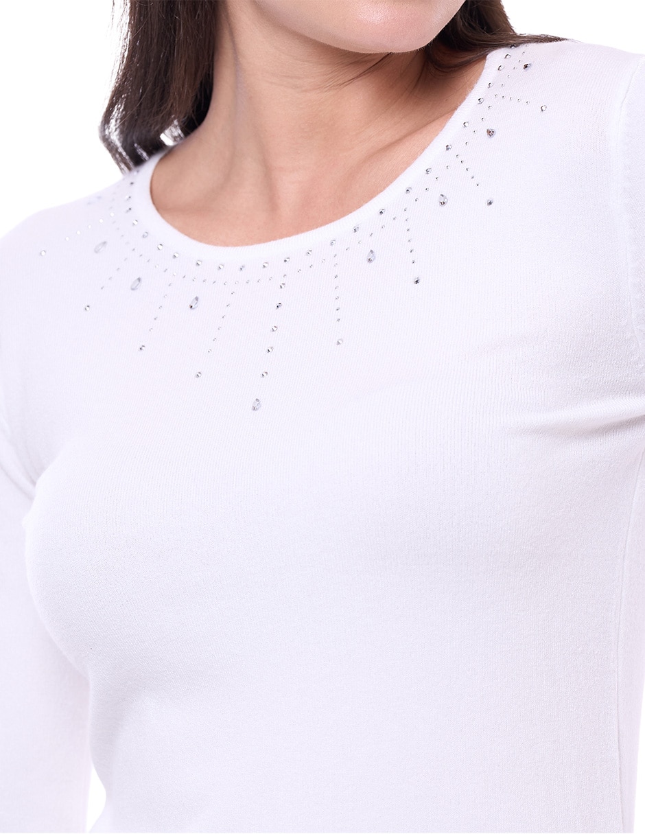 Suéter cuello redondo para mujer 4