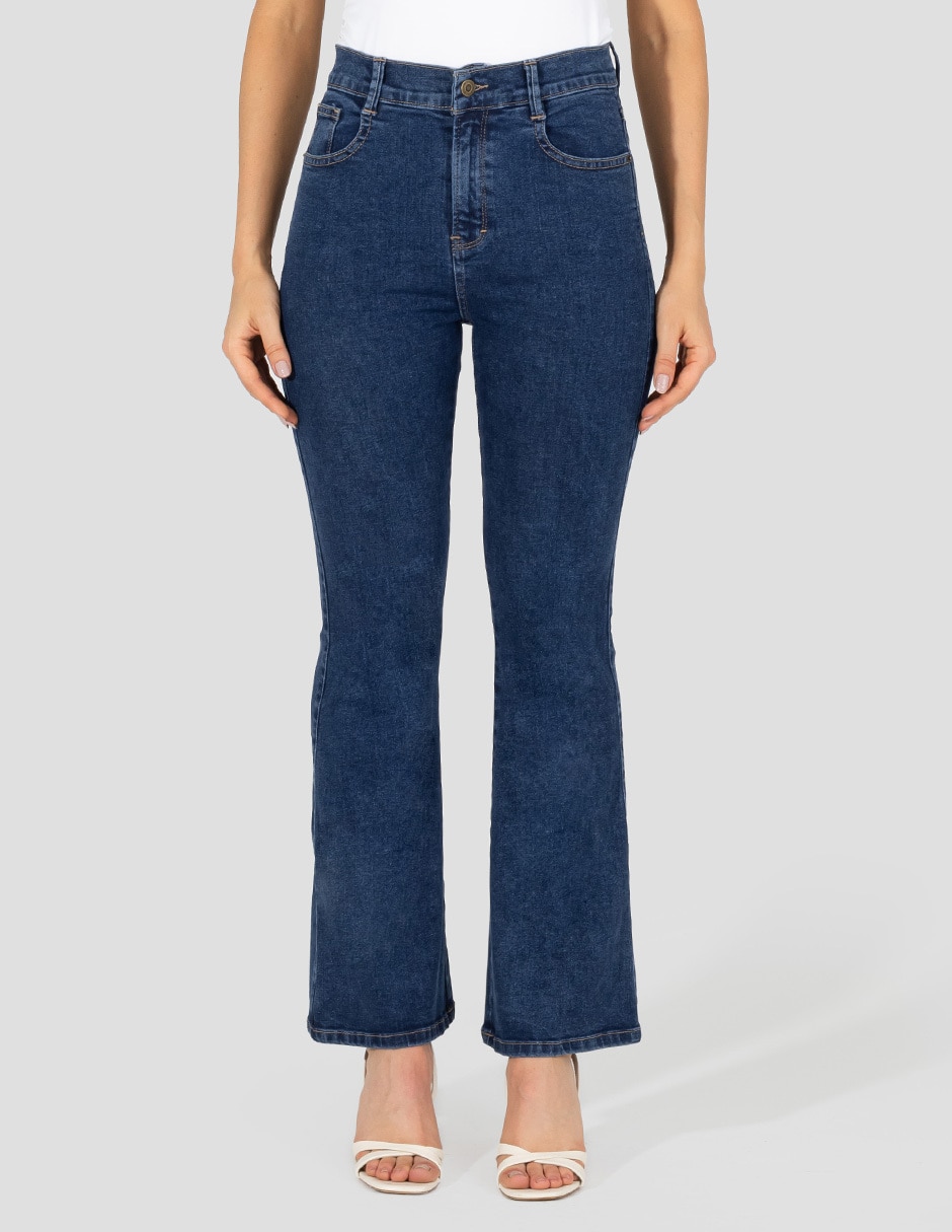 Jeans regular flare cintura alta sin modelo comercial para mujer