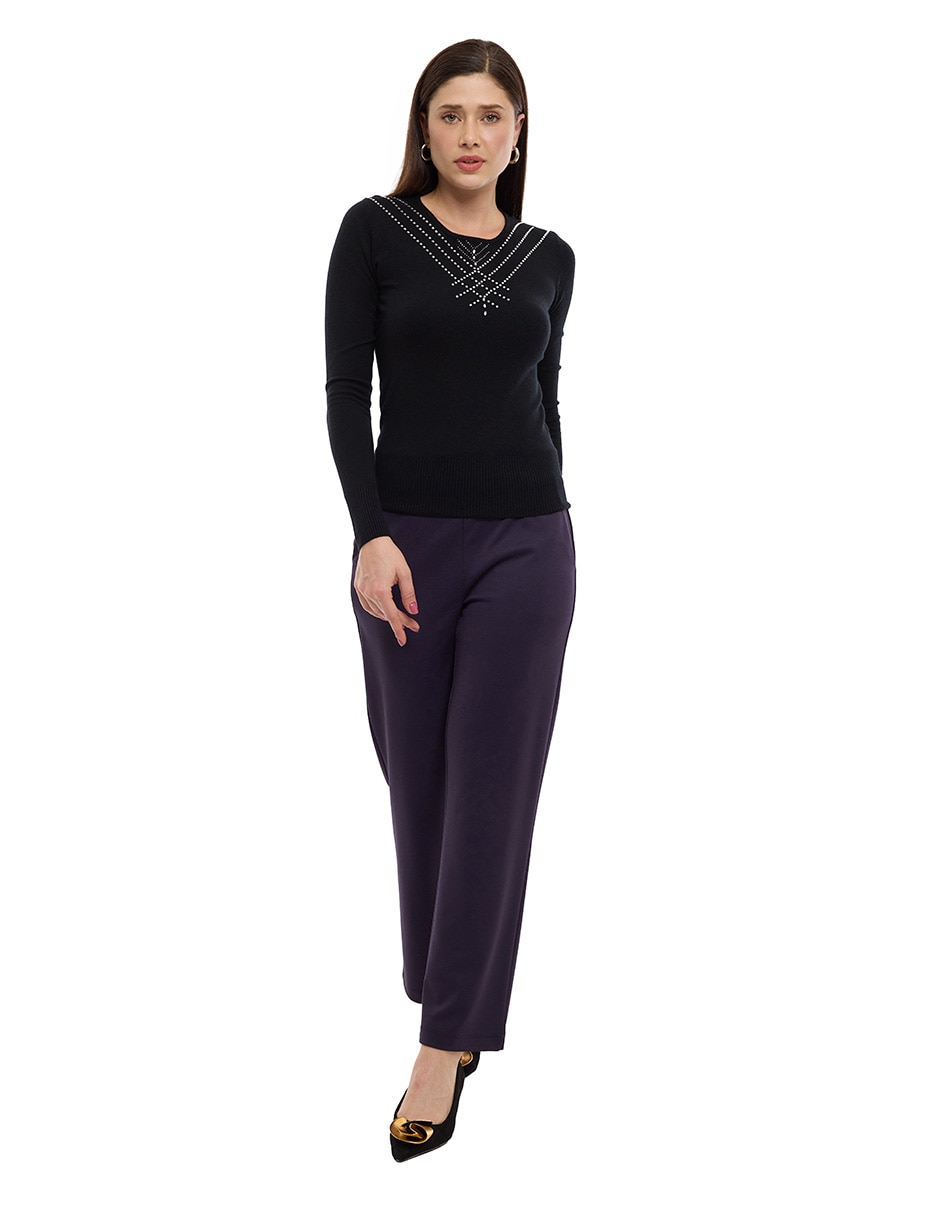 Suéter cuello redondo para mujer 4
