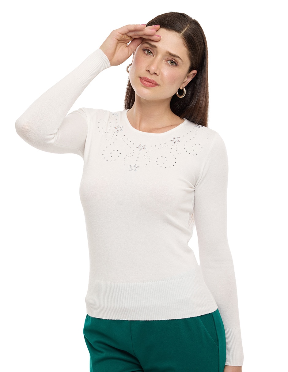 Suéter cuello redondo para mujer Suéter cuello redondo para mujer