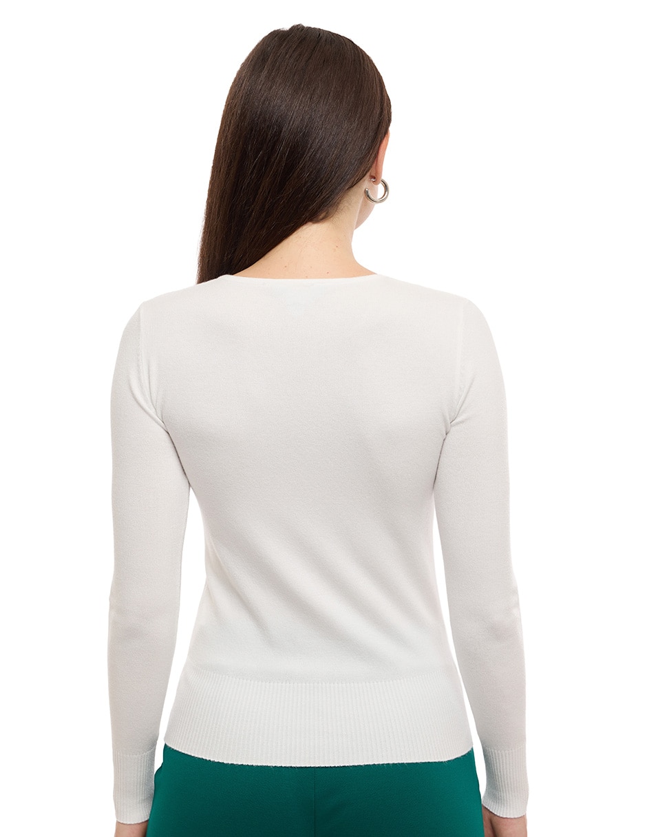 Suéter cuello redondo para mujer 4